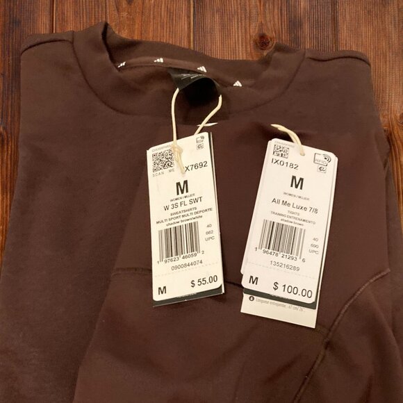 NWT ADIDAS CHOCOLATE LUXE OUTFIT SWEATSHIRT AND LEGGINGS MATCHING SET M L - Picture 4 of 5